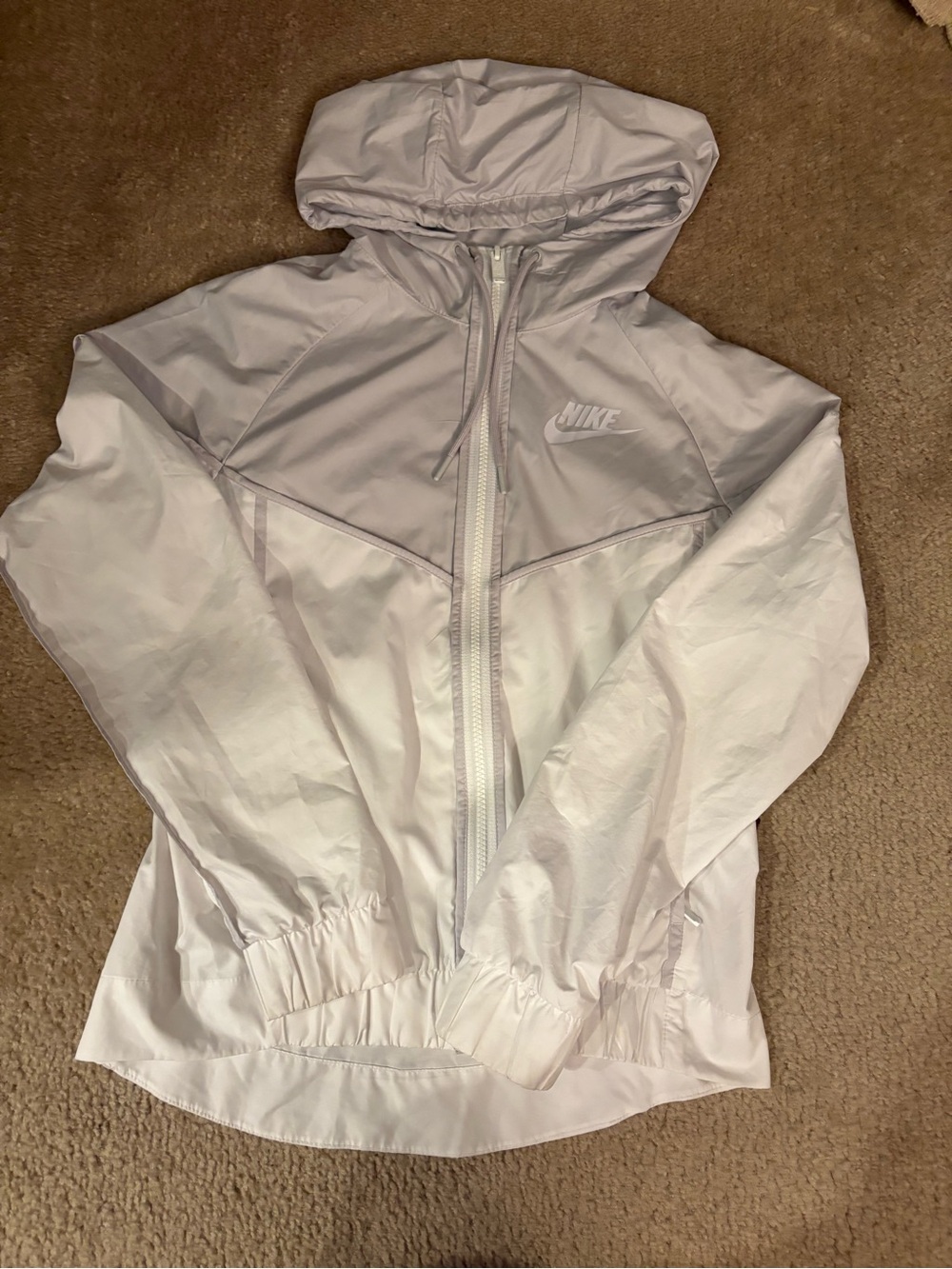 Nike Women's white and gray Hooded Windbreaker Jacket
